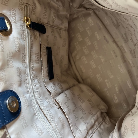 MICHAEL KORS Jet Set Jacquard Signature Tote Navy leather strap - Picture 5 of 9